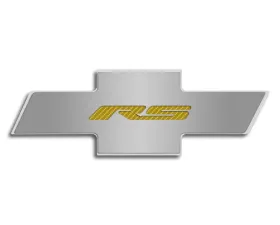 American Car Craft Stainless Steel Black Carbon Fiber Hood Badge w/RS Emblem Chevrolet Camaro RS 2010-2015