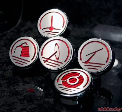 American Car Craft 5Pc Bright Red Solid Engine Fluid Cap Covers Chevrolet Camaro 2010-2015 - ACC-103070-BSRD