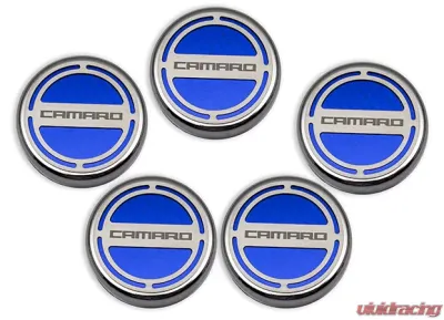 American Car Craft 5Pc Blue Carbon Fiber Engine Fluid Cap Covers Chevrolet Camaro V6 2010-2015 - ACC-103071-BLU