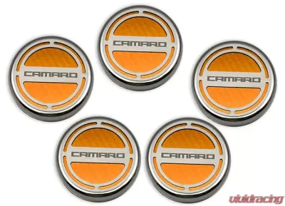 American Car Craft 5Pc Orange Carbon Fiber Engine Fluid Cap Covers Chevrolet Camaro V6 2010-2015 - ACC-103071-ORG