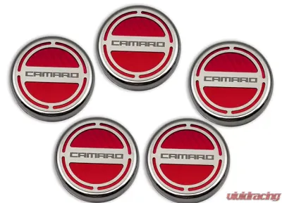 American Car Craft 5Pc Red Carbon Fiber Engine Fluid Cap Covers Chevrolet Camaro V6 2010-2015 - ACC-103071-RD