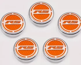 American Car Craft 5Pc Automatic Orange Carbon Fiber Engine Fluid Cap Covers Chevrolet Camaro RS 2010-2022