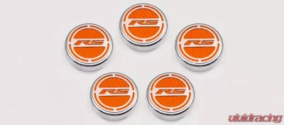 American Car Craft 5Pc Automatic Orange Carbon Fiber Engine Fluid Cap Covers Chevrolet Camaro RS 2010-2022 - ACC-103073-ORG