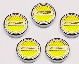 American Car Craft 5Pc Automatic Yellow Carbon Fiber Engine Fluid Cap Covers Chevrolet Camaro RS 2010-2022