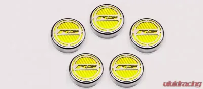 American Car Craft 5Pc Automatic Yellow Carbon Fiber Engine Fluid Cap Covers Chevrolet Camaro RS 2010-2022 - ACC-103073-YLW