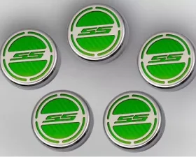 American Car Craft 5Pc Automatic Synergy Green Solid Engine Fluid Cap Covers Chevrolet Camaro SS 2010-2022