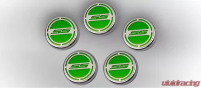 American Car Craft 5Pc Automatic Synergy Green Solid Engine Fluid Cap Covers Chevrolet Camaro SS 2010-2022 - ACC-103074-SGRN