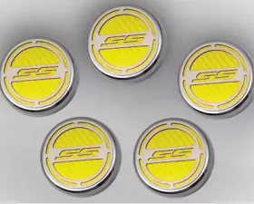 American Car Craft 5Pc Automatic Yellow Carbon Fiber Engine Fluid Cap Covers Chevrolet Camaro SS 2010-2022