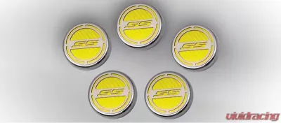 American Car Craft 5Pc Automatic Yellow Carbon Fiber Engine Fluid Cap Covers Chevrolet Camaro SS 2010-2022 - ACC-103074-YLW