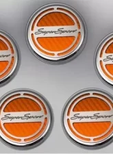 American Car Craft 5Pc Super Sport Style Orange Carbon Fiber Engine Fluid Cap Cover Chevrolet Camaro SS 2010-2022                                     - ACC-103075-ORG - Image 3