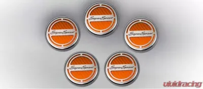 American Car Craft 5Pc Super Sport Style Orange Carbon Fiber Engine Fluid Cap Cover Chevrolet Camaro SS 2010-2022 - ACC-103075-ORG
