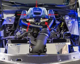 American Car Craft 3Pc Perforated Stainless Steel Blue LED Illuminated Plenum Cover Cadillac XLR-V 2006-2009