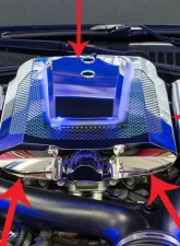 American Car Craft 3Pc Perforated Stainless Steel Green LED Illuminated Plenum Cover Cadillac XLR-V 2006-2009                                     - ACC-123018-GRNL - Image 2