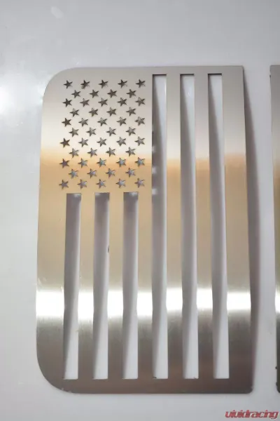 American Car Craft 2Pc Brushed American Pride US Flag Speaker Grilles Jeep Wrangler JK | JKU 2011-2018 - ACC-141024