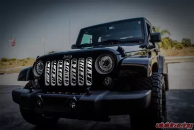 American Car Craft Brushed Stainless Steel Safari Style Grille Jeep Wrangler JK 2007-2018 - ACC-142002