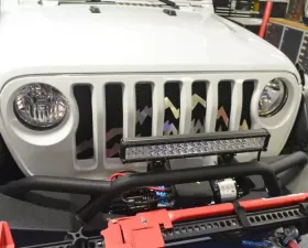 American Car Craft Brushed Stainless Steel Front Grille Mountain Peaks Style Jeep Wrangler JL 2018-2020