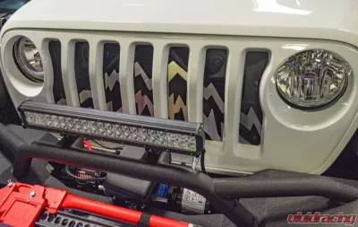 American Car Craft Brushed Stainless Steel Front Grille Mountain Peaks Style Jeep Wrangler JL 2018-2020 - ACC-142007