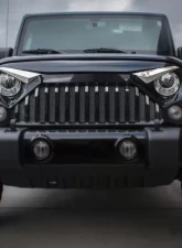 American Car Craft White LED Polished Stainless Steel Eyebrow Kit w/Gladiator Grille Jeep Wrangler JK 2007-2018                                     - ACC-142038 - Image 3