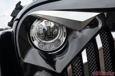 American Car Craft White LED Polished Stainless Steel Eyebrow Kit w/Gladiator Grille Jeep Wrangler JK 2007-2018 - ACC-142038