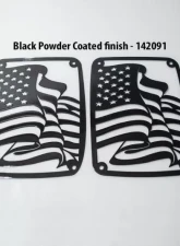 American Car Craft Black Powder Coat Stainless Steel US Flag Tail Light Covers Jeep Wrangler JK | JKU 2007-2018                                     - ACC-142091 - Image 2