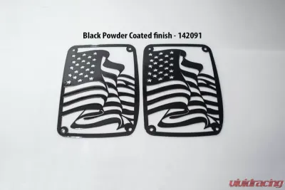 American Car Craft Black Powder Coat Stainless Steel US Flag Tail Light Covers Jeep Wrangler JK | JKU 2007-2018 - ACC-142091