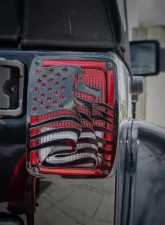 American Car Craft Black Powder Coat Stainless Steel US Flag Tail Light Covers Jeep Wrangler JK | JKU 2007-2018                                     - ACC-142091 - Image 2