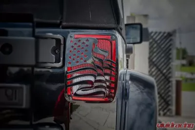 American Car Craft Black Powder Coat Stainless Steel US Flag Tail Light Covers Jeep Wrangler JK | JKU 2007-2018 - ACC-142091