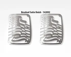 American Car Craft Brushed Satin Stainless Steel US Flag Tail Light Covers Jeep Wrangler JK | JKU 2007-2018