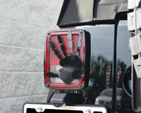 American Car Craft Black Powder Coat Stainless Steel Wave Hand Tail Light Covers Jeep Wrangler JK | JKU 2007-2018