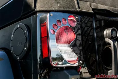American Car Craft Black Powder Coat Stainless Steel Footprint Tail Light Covers Jeep Wrangler JK | JKU 2007-2018 - ACC-142101