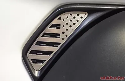 American Car Craft 2Pc Brushed Stainless Side Vent Accents Flag Jeep Wrangler JL | JLU 2018-2020 - ACC-142119