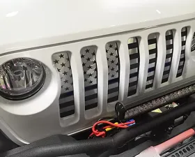 American Car Craft Brushed Stainless Front Grille American Flag Jeep Wrangler JL 2018-2020