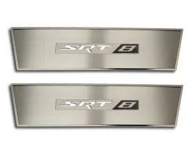 American Car Craft 2Pc Brushed Stainless Steel Door Badge Plate w/SRT8 Lettering Dodge Challenger 2008-2014
