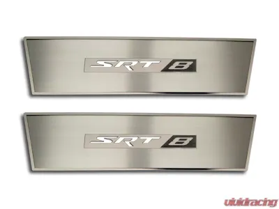 American Car Craft 2Pc Brushed Stainless Steel Door Badge Plate w/SRT8 Lettering Dodge Challenger 2008-2014 - ACC-151008