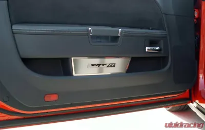 American Car Craft 2Pc Brushed Stainless Steel Door Badge Plate w/SRT8 Lettering Dodge Challenger 2008-2014 - ACC-151008