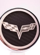 American Car Craft 5Pc Black Solid Auto Trans Crossed Flags Logo Fluid Cap Cover Chevrolet Corvette C6 2005-2013                                     - ACC-043082-SBLK - Image 3