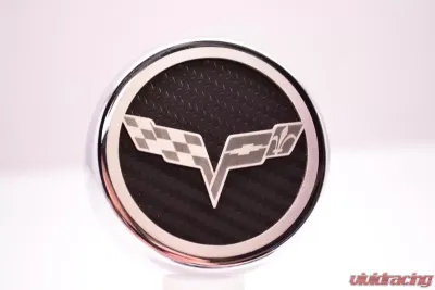 American Car Craft 5Pc Black Solid Auto Trans Crossed Flags Logo Fluid Cap Cover Chevrolet Corvette C6 2005-2013 - ACC-043082-SBLK
