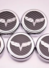 American Car Craft 5Pc Black Solid Auto Trans Crossed Flags Logo Fluid Cap Cover Chevrolet Corvette C6 2005-2013                                     - ACC-043082-SBLK - Image 2