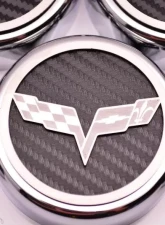 American Car Craft 5Pc Black Solid Auto Trans Crossed Flags Logo Fluid Cap Cover Chevrolet Corvette C6 2005-2013                                     - ACC-043082-SBLK - Image 3