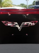 American Car Craft Stainless Steel Crossed Flags Hood Badge Chevrolet Corvette C6 2005-2013                                     - ACC-043113 - Image 3