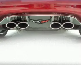 American Car Craft Exhaust Filler Panel Polished w/Crossed Flags Emblem GML Stock Chevrolet Corvette 1997-2004