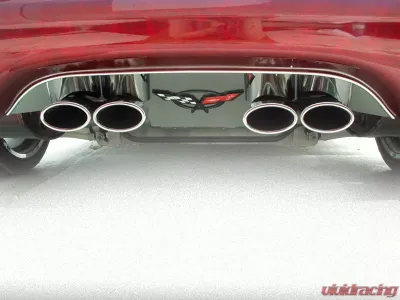 American Car Craft Exhaust Filler Panel Polished w/Crossed Flags Emblem GML Stock Chevrolet Corvette 1997-2004 - ACC-032003