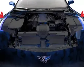 American Car Craft 4Pc Blue LED Polished Inner Fender Liners w/Illum. Top Caps Chevrolet Corvette C5 | Z06 1997-2004