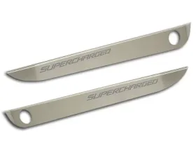 American Car Craft 2Pc Brushed Stainless Black Door Guards w/Supercharged Inlay Chevrolet Corvette C6 2005-2013