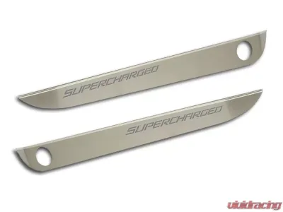 American Car Craft 2Pc Brushed Stainless Black Door Guards w/Supercharged Inlay Chevrolet Corvette C6 2005-2013 - ACC-041057-BBLK