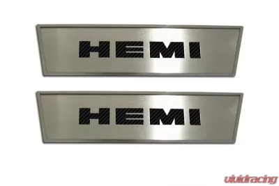 American Car Craft 2Pc Bright Red Solid Stainless Steel Door Badge Plate w/HEMI Inlay Dodge Challenger 2008-2014 - ACC-151021-BSRD
