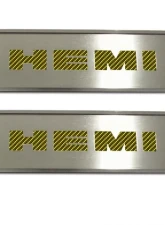 American Car Craft 2Pc Black Solid Stainless Steel Door Badge Plate w/HEMI Inlay Dodge Challenger 2008-2014                                     - ACC-151021-SBLK - Image 3