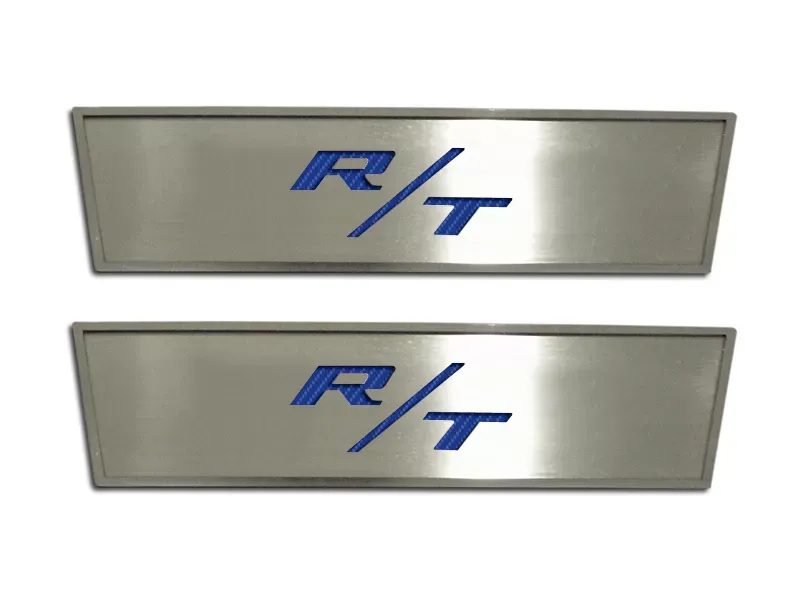 American Car Craft 2Pc Yellow Solid Stainless Steel Door Badge Plate w/R/T Inlay Dodge Challenger 2008-2014 - ACC-151022-SYLW