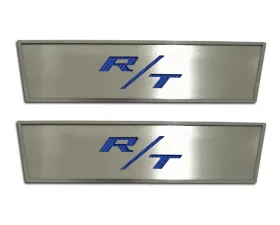 American Car Craft 2Pc Black Carbon Fiber Stainless Steel Door Badge Plate w/R/T Inlay Dodge Challenger 2008-2014