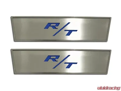American Car Craft 2Pc Blue Carbon Fiber Stainless Steel Door Badge Plate w/R/T Inlay Dodge Challenger 2008-2014 - ACC-151022-BLU